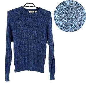 Vintage 80s Cacharel Grandpa Sweater Sz Med Preppy Blue Ribbed Academia Retro